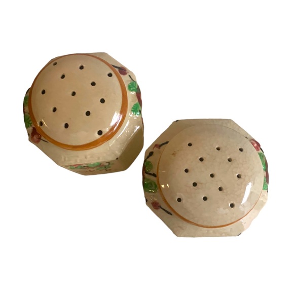 VTG Japan Shabby Chic Rose Floral Basket Weave Extra Large Salt & Pepper Shaker - Picture 5 of 7